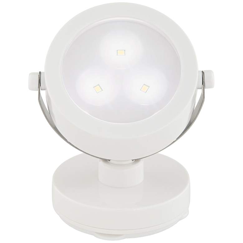 Image 1 White Three Battery Powered LED Adjustable Spotlight