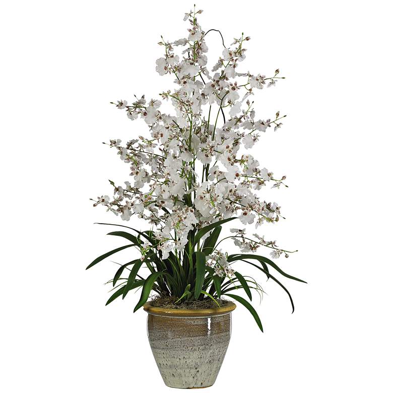 Image 1 White Triple Dancing Lady 32"H Faux Flowers in Ceramic Pot