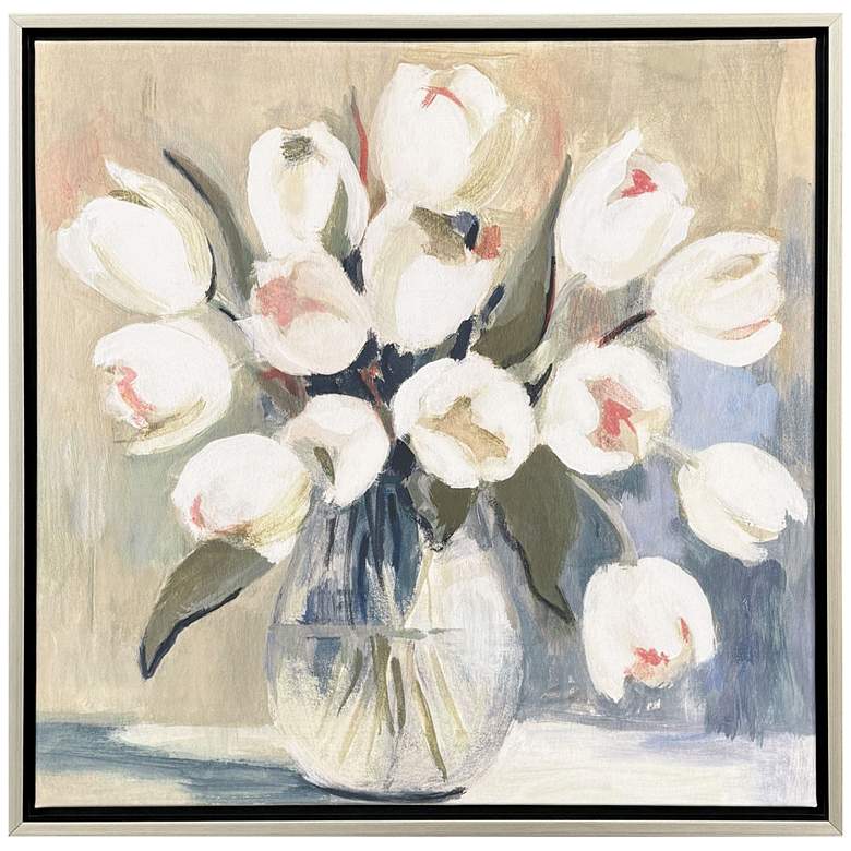 Image 1 White Tulips 30"W x 30"H Transitional Canvas