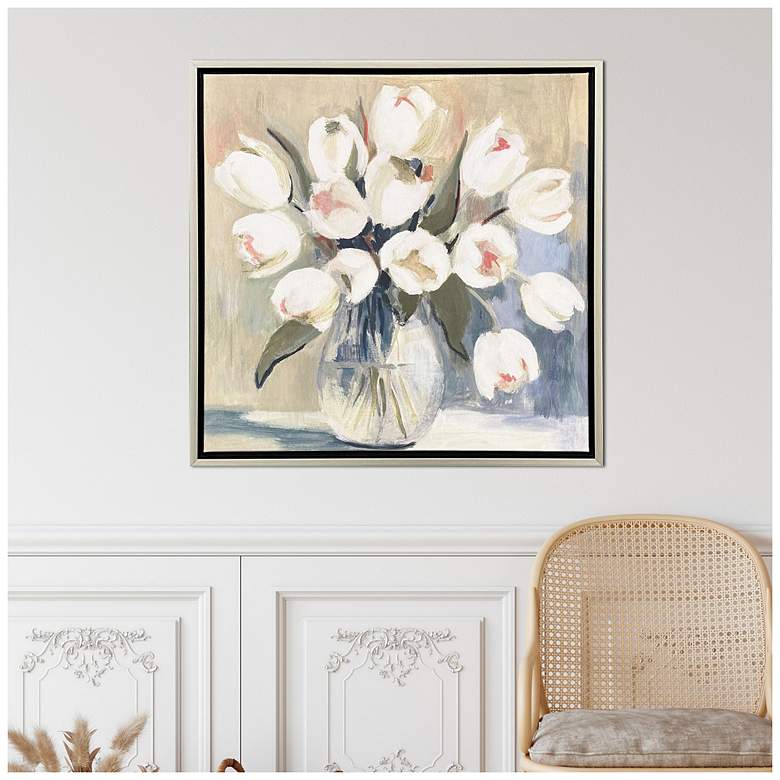 Image 4 White Tulips 30"W x 30"H Transitional Canvas more views