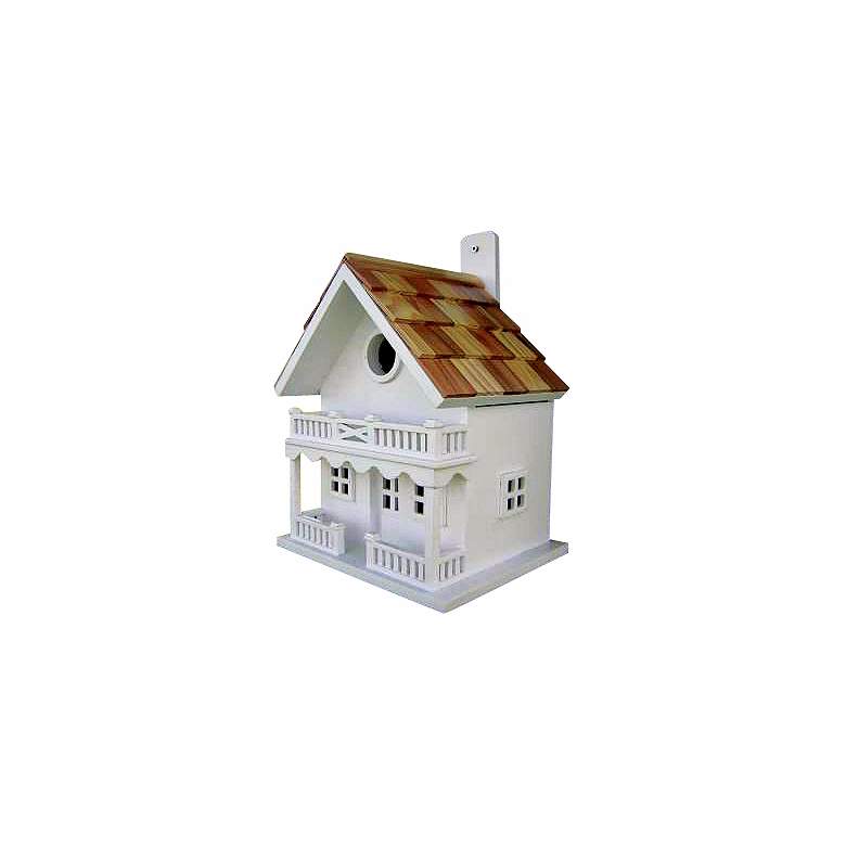 Image 1 White Two-Story Cottage Bird House