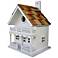 White Two-Story Cottage Bird House