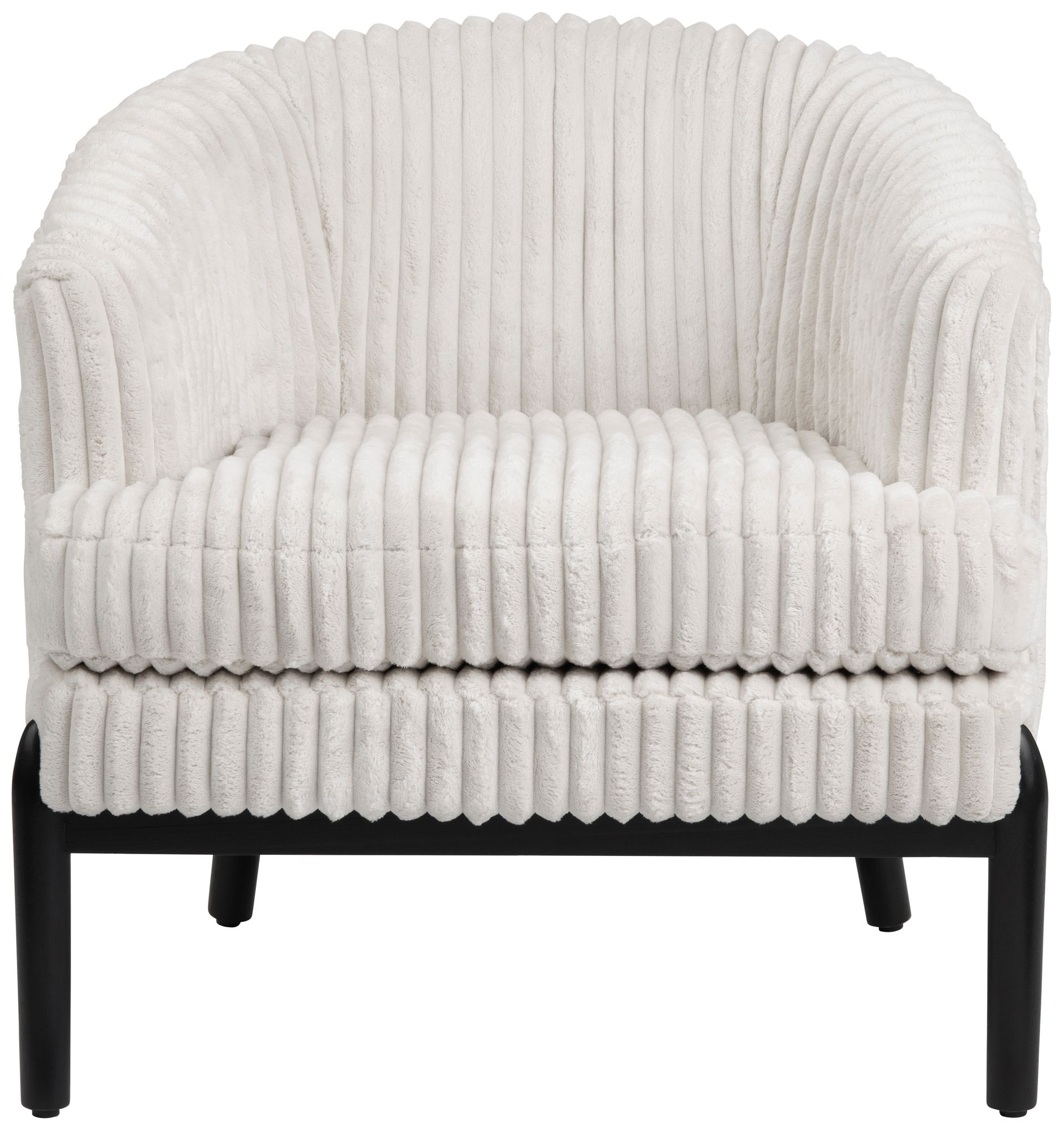 Thumbnail2 of White Upholstered Accent Arm Chair with Black Solid Wood Frame more views