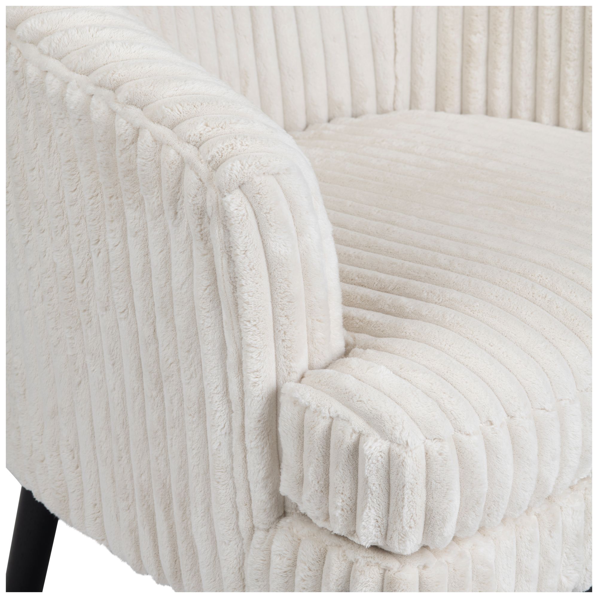 Thumbnail3 of White Upholstered Accent Arm Chair with Black Solid Wood Frame more views