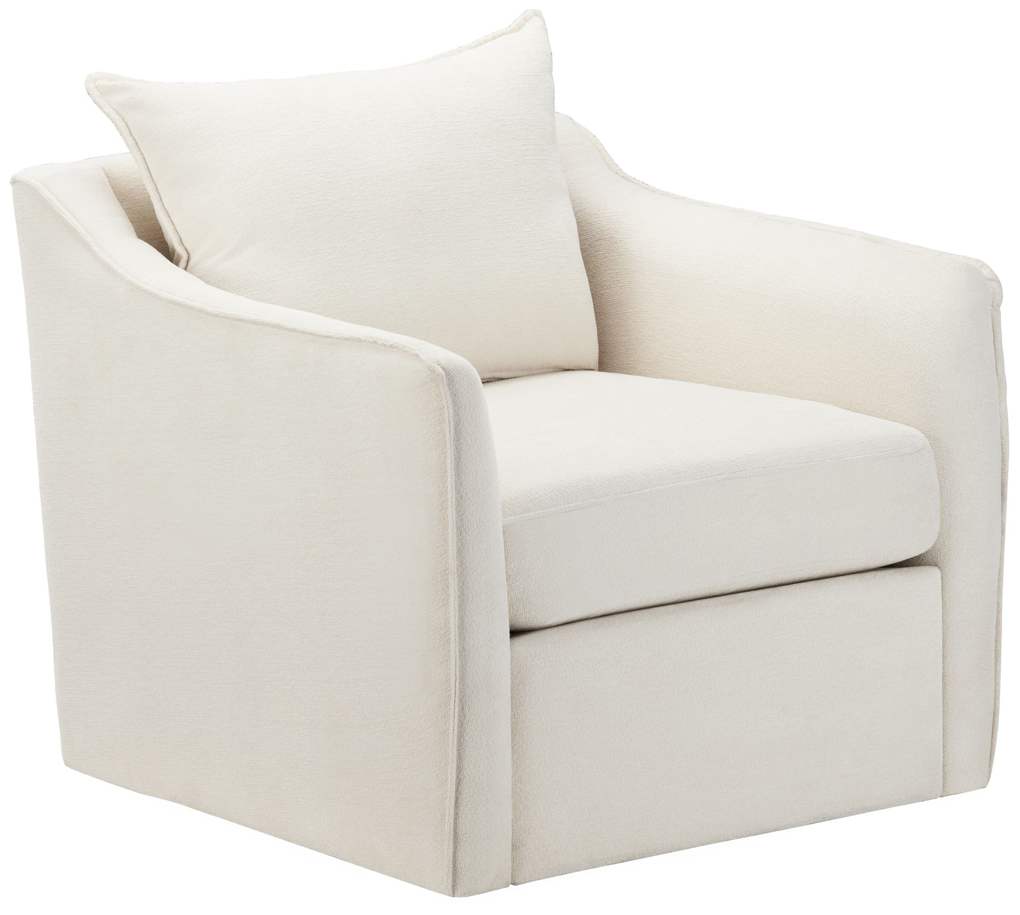 Image 2 White Upholstered Accent Arm Chair with Brown Wooden Frame