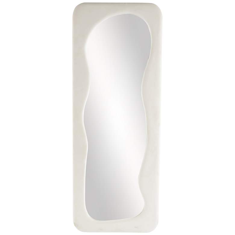 Image 1 White Velvet Contemporary Floor Mirror, 24" x 2" x 64"