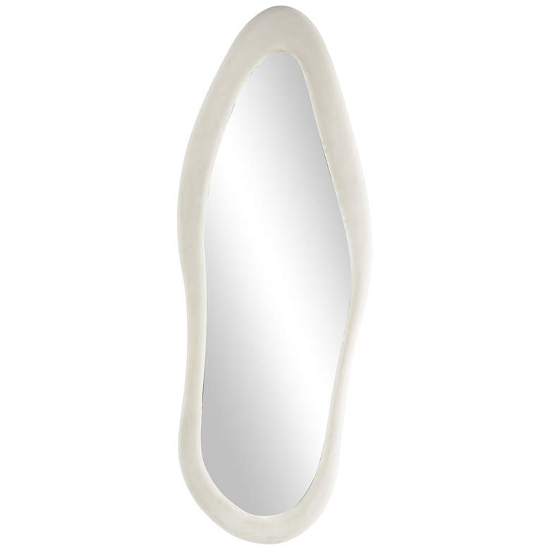 Image 1 White Velvet Modern Wall Mirror, 26" x 2" x 65"