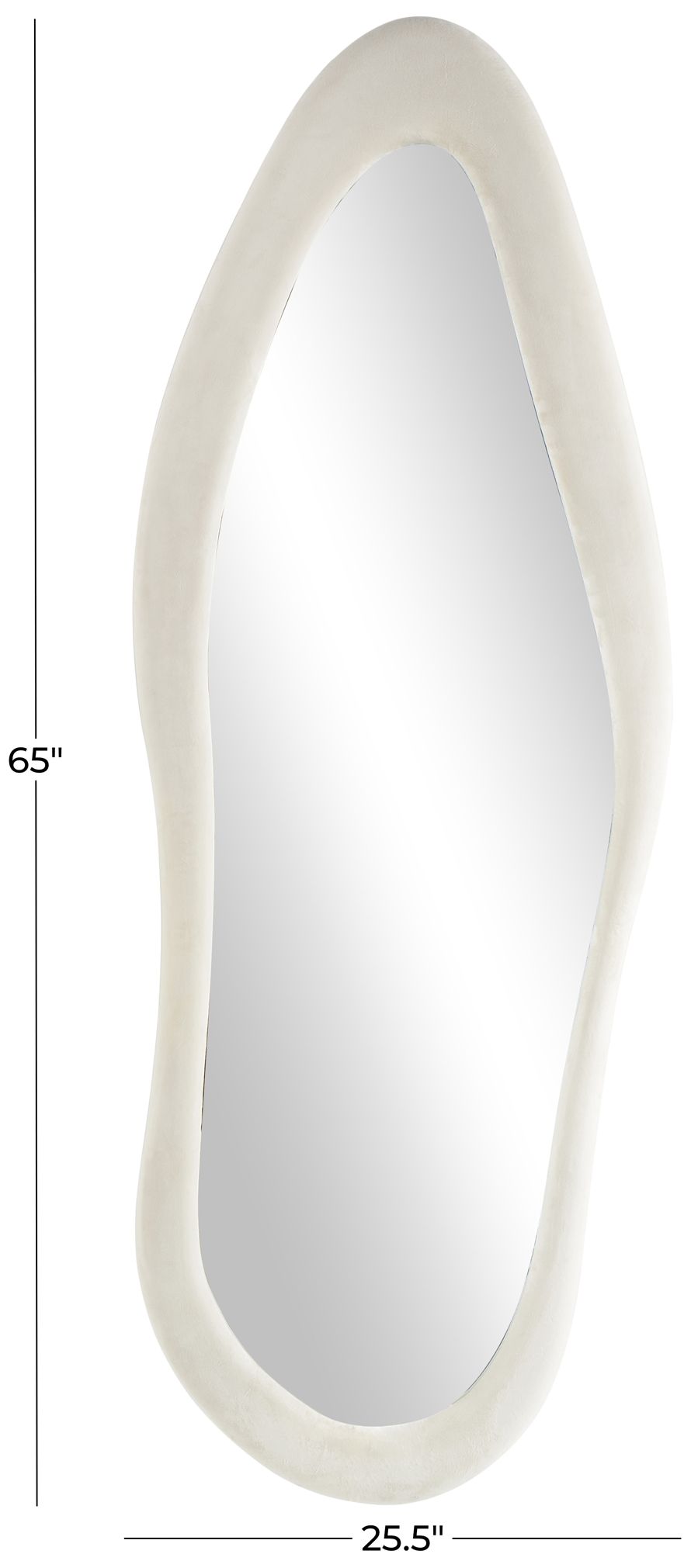 Image 7 White Velvet Modern Wall Mirror, 26" x 2" x 65" more views