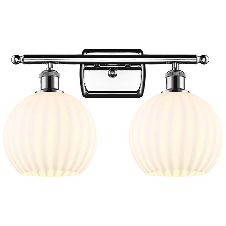 Image 1 White Venetian 11" High Polished Chrome 2-Light Wall Sconce