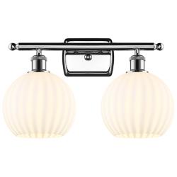 White Venetian 11" High Polished Chrome 2-Light Wall Sconce