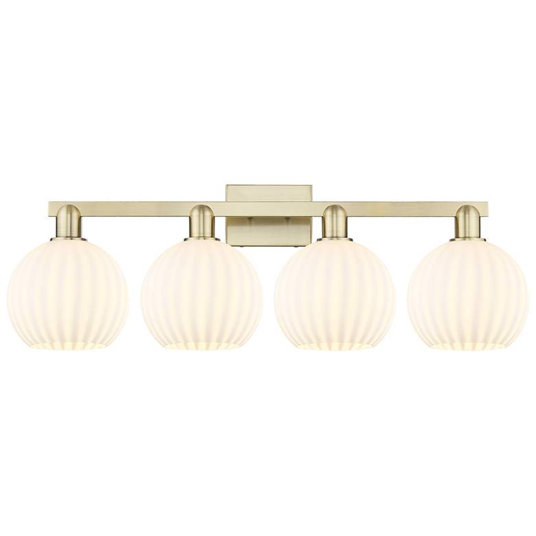 Image 1 White Venetian 12"H 4-Light Brass Vanity Light w/ White Venetian Shade