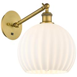 White Venetian 12" High Brass Adjustable Sconce w/ White Venetian Shade