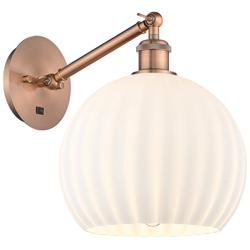 White Venetian 12" High Copper Adjustable Sconce w/ White Venetian Shade