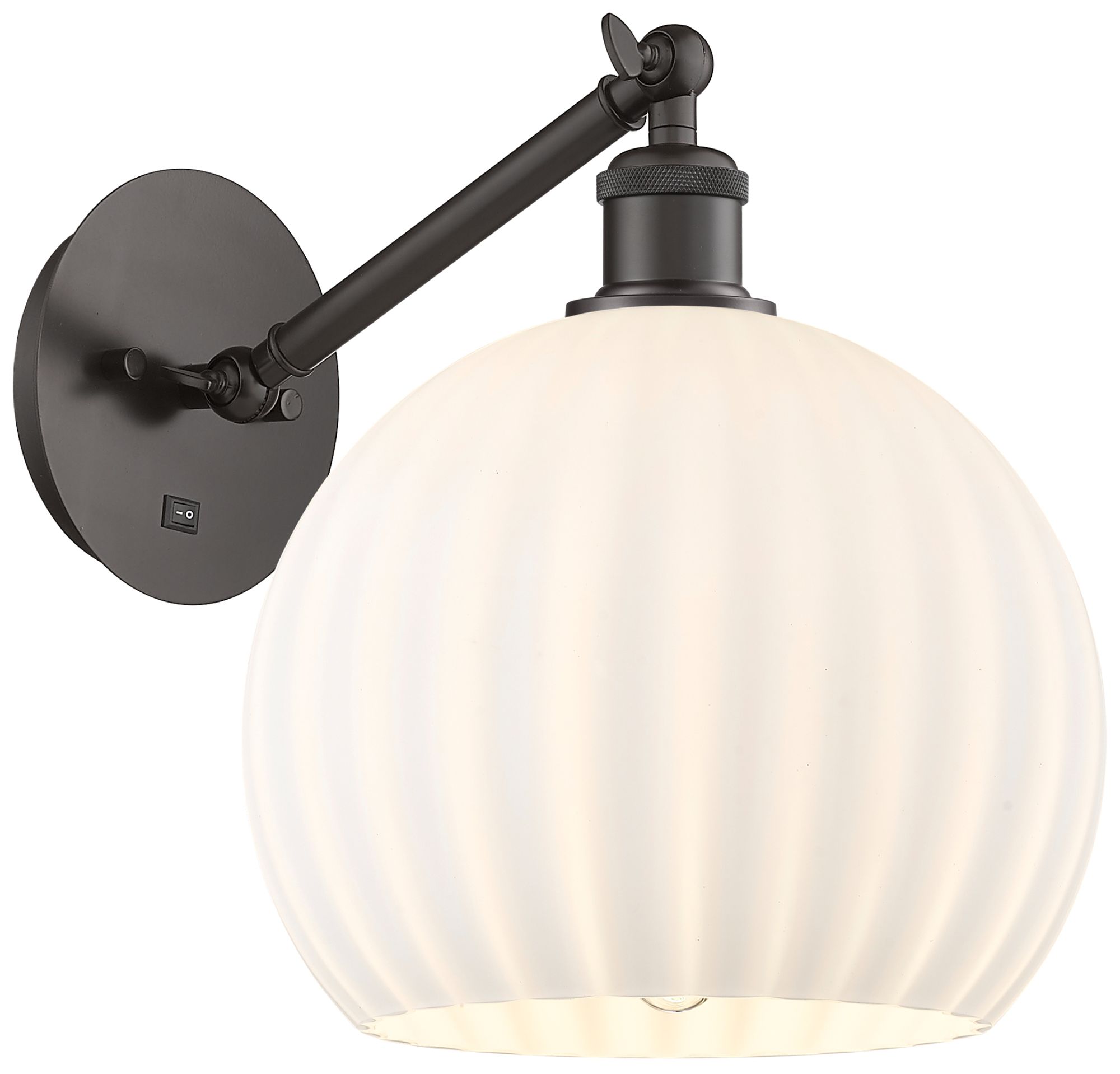 White Venetian 12" High Bronze Adjustable Sconce w/ White Venetian Sha