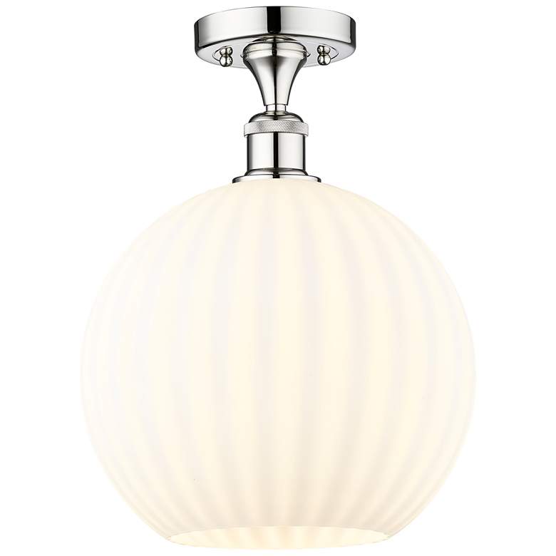 Image 1 White Venetian 13 3/4" Wide Polished Chrome Ceiling Light