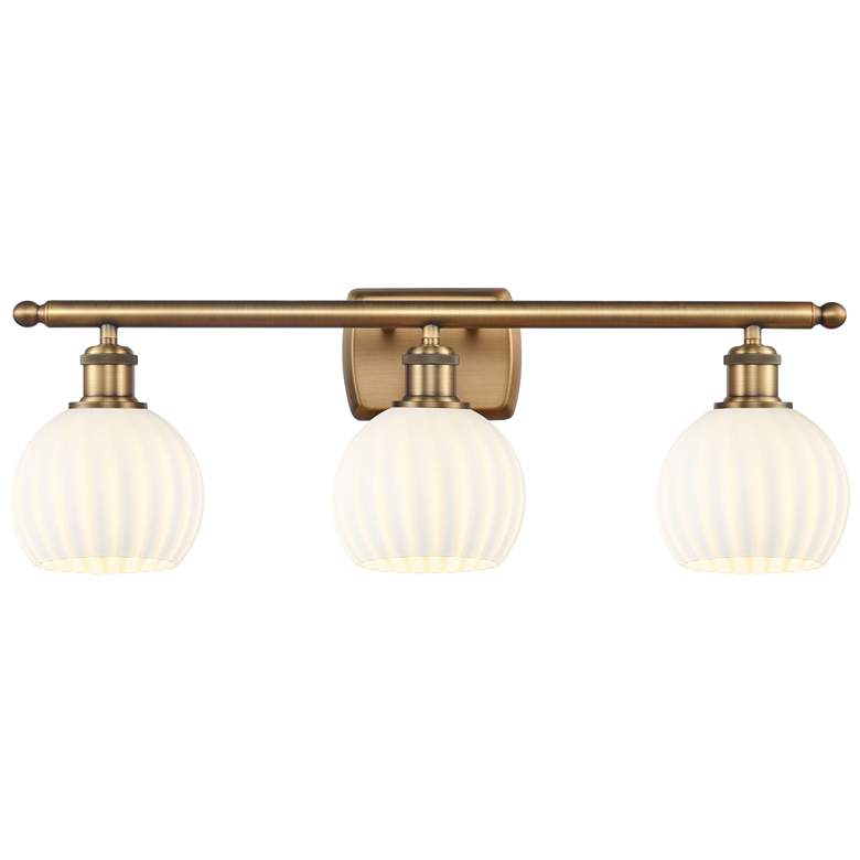 Image 1 White Venetian 26"W Brushed Brass 3-Light Vanity Bath Light