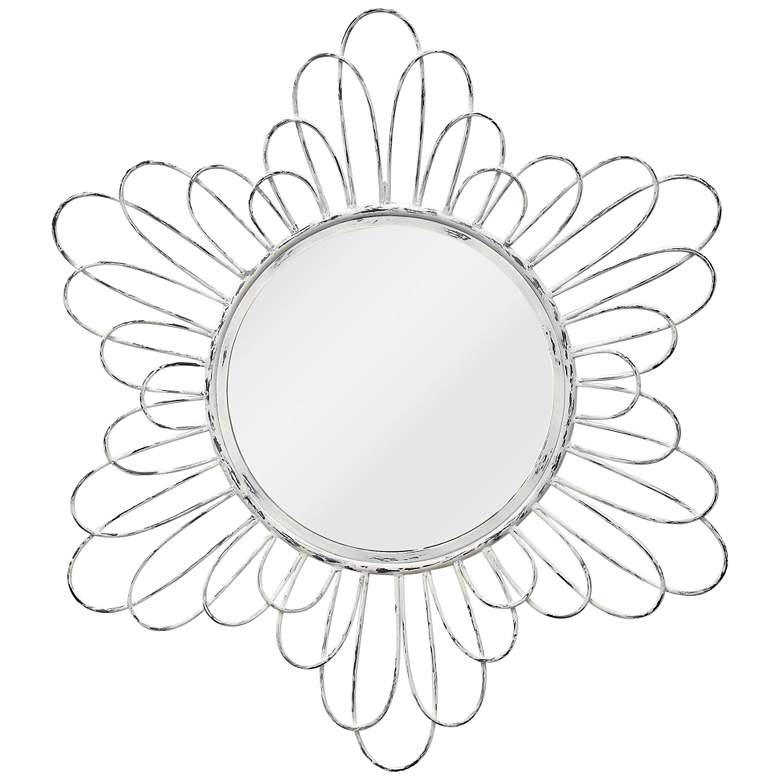 Image 1 White Wash Metal Loops 36" Round Wall Mirror