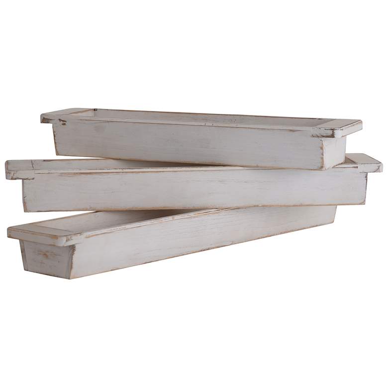 Image 1 White Wash Wood Set of 3 Wooden Trays