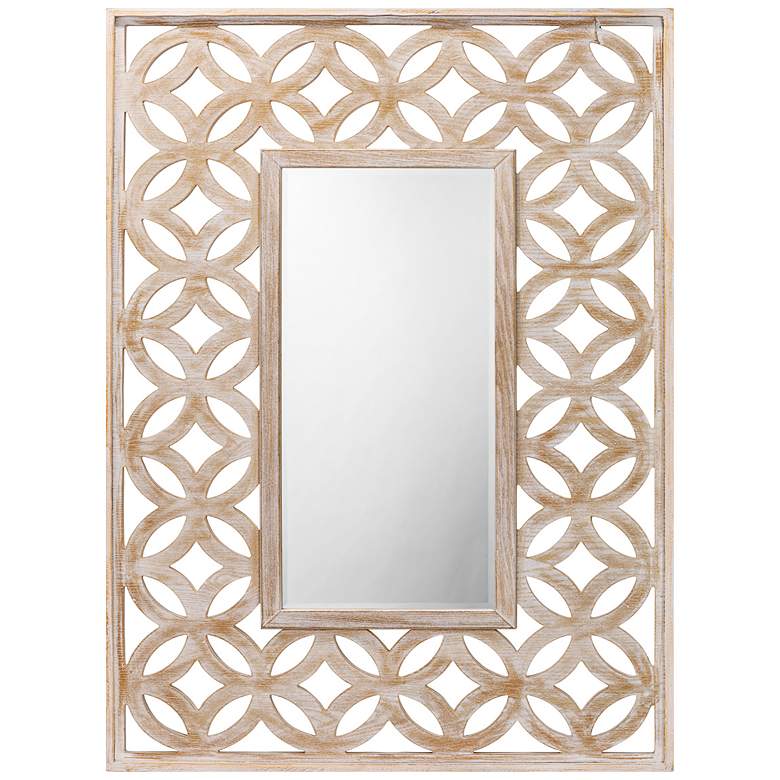 Image 1 White Washed 32 1/4 inch x 47 1/4 inch Wood Wall Mirror