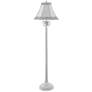White Washed - Coastal Palm Floor Lamp With Woven Hex Rattan Shade