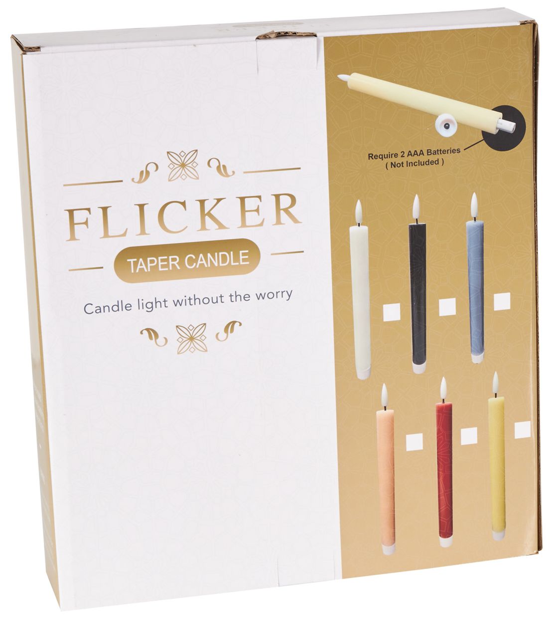 Image 2 White Wax Modern Flameless Candle, S/6 10"H more views