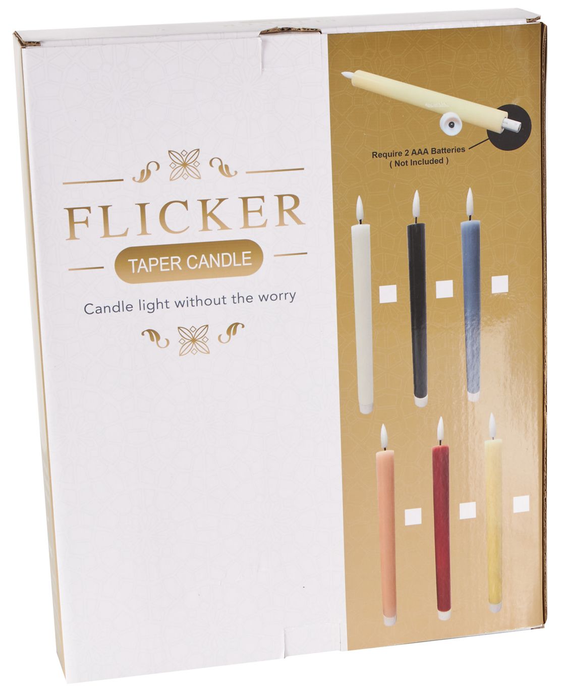 Image 2 White Wax Modern Flameless Candle, S/6 11"H more views