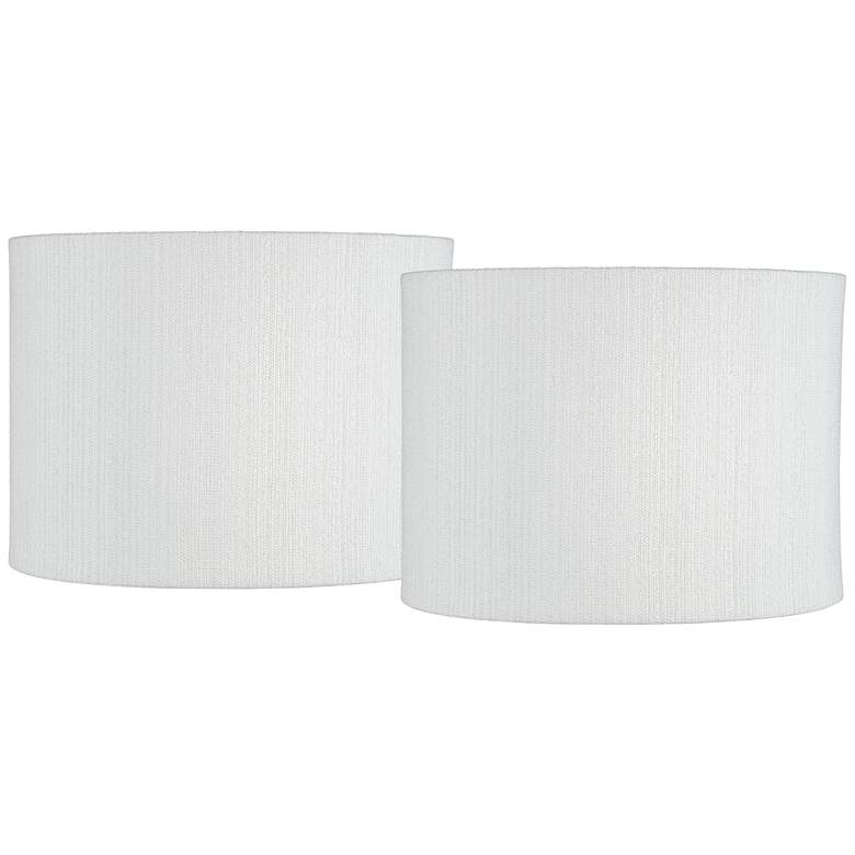 Image 1 White Weave Set of 2 Drum Lamp Shades 15x15x11 (Spider)