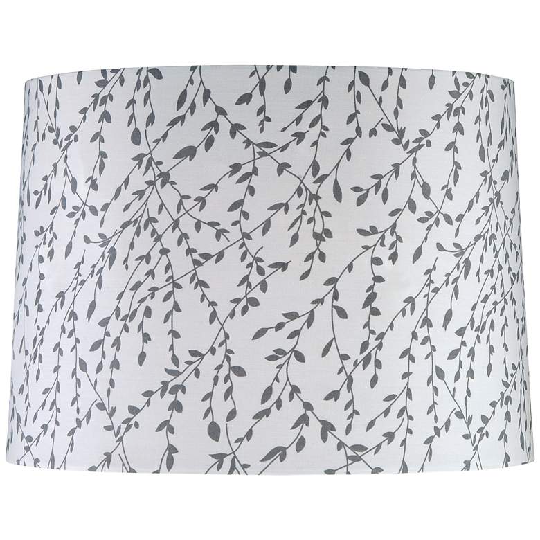 Image 1 White with Gray Leaves Hardback Lamp Shade 13x14x10 (Spider)