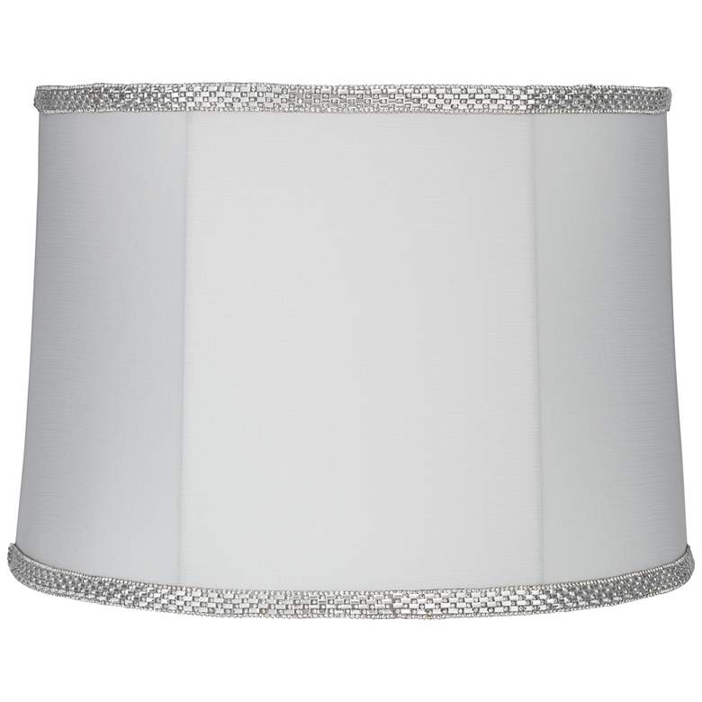 Image 1 White with Rhinestone Trim Drum Lamp Shade 13x14x10 (Spider)