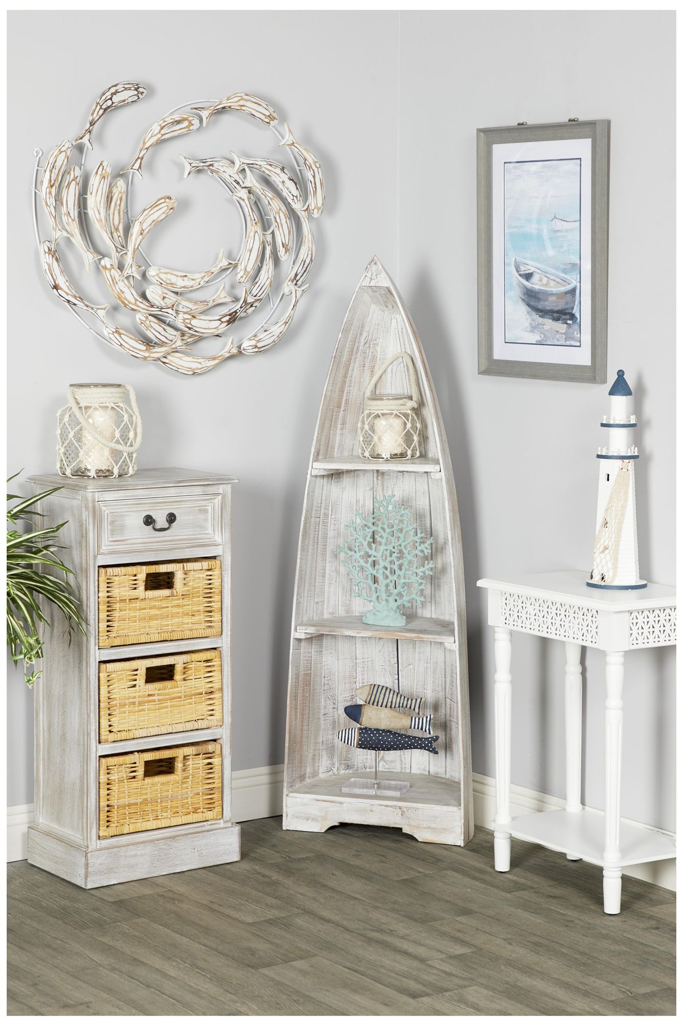 Image 4 White Wood Coastal Wall Decor, 28" x 5" x 32" more views