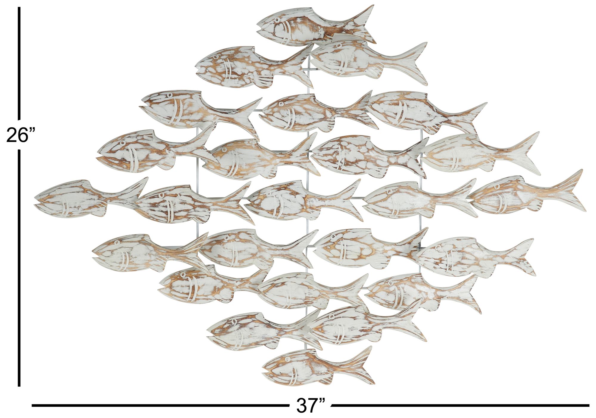 Image 7 White Wood Coastal Wall Decor, 37" x 5" x 26" more views