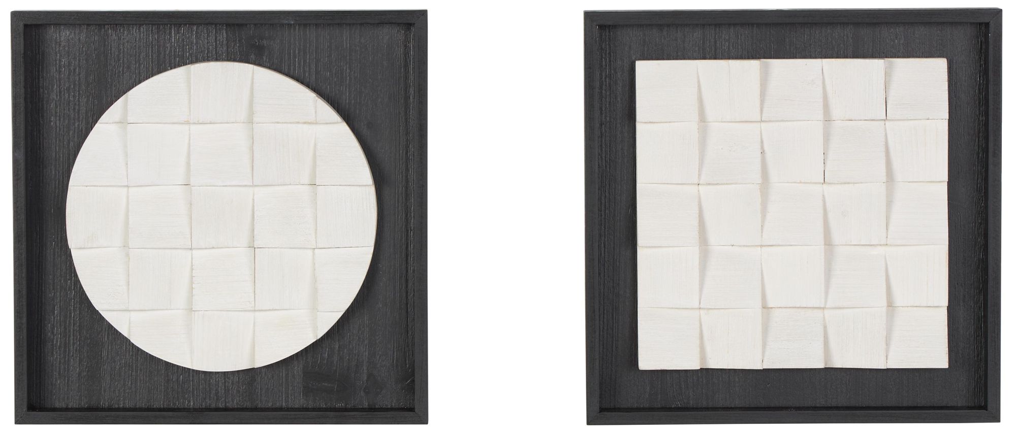 Image 2 White Wood Contemporary Wall Decor, S/2 16"W, 16"H