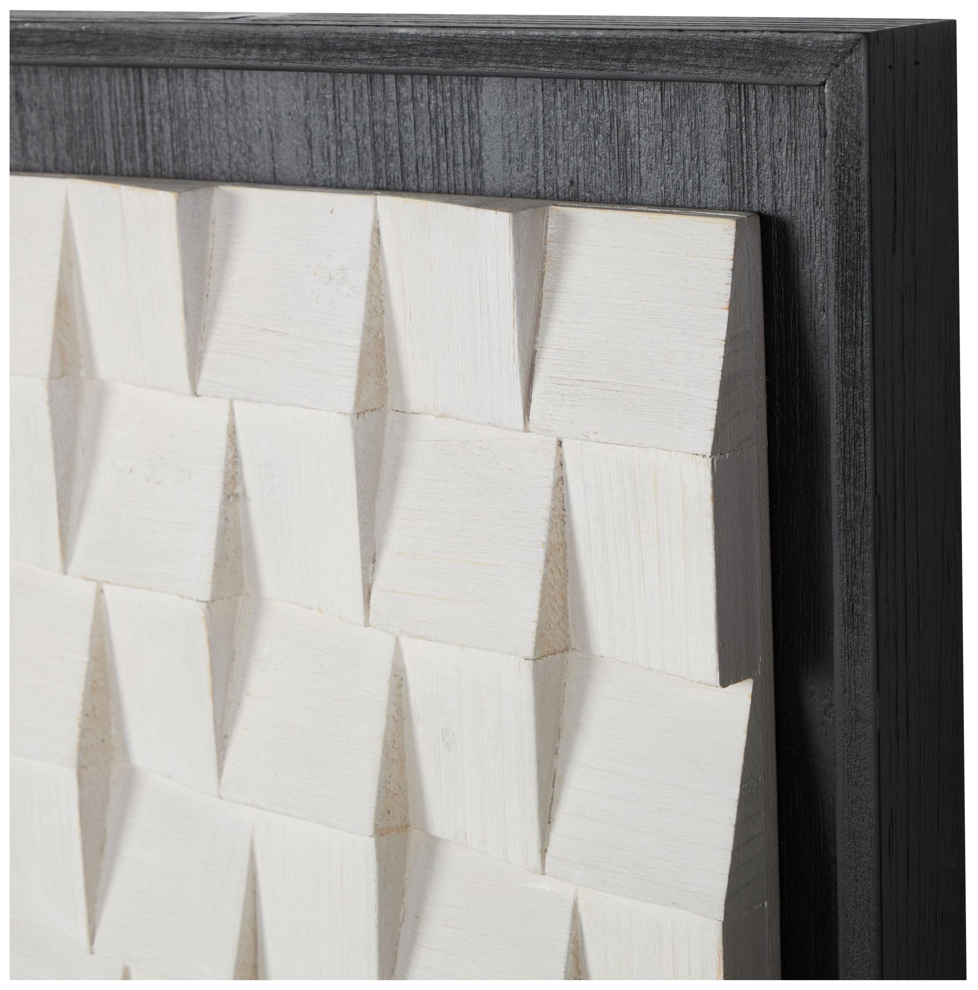 Image 3 White Wood Contemporary Wall Decor, S/2 16"W, 16"H more views