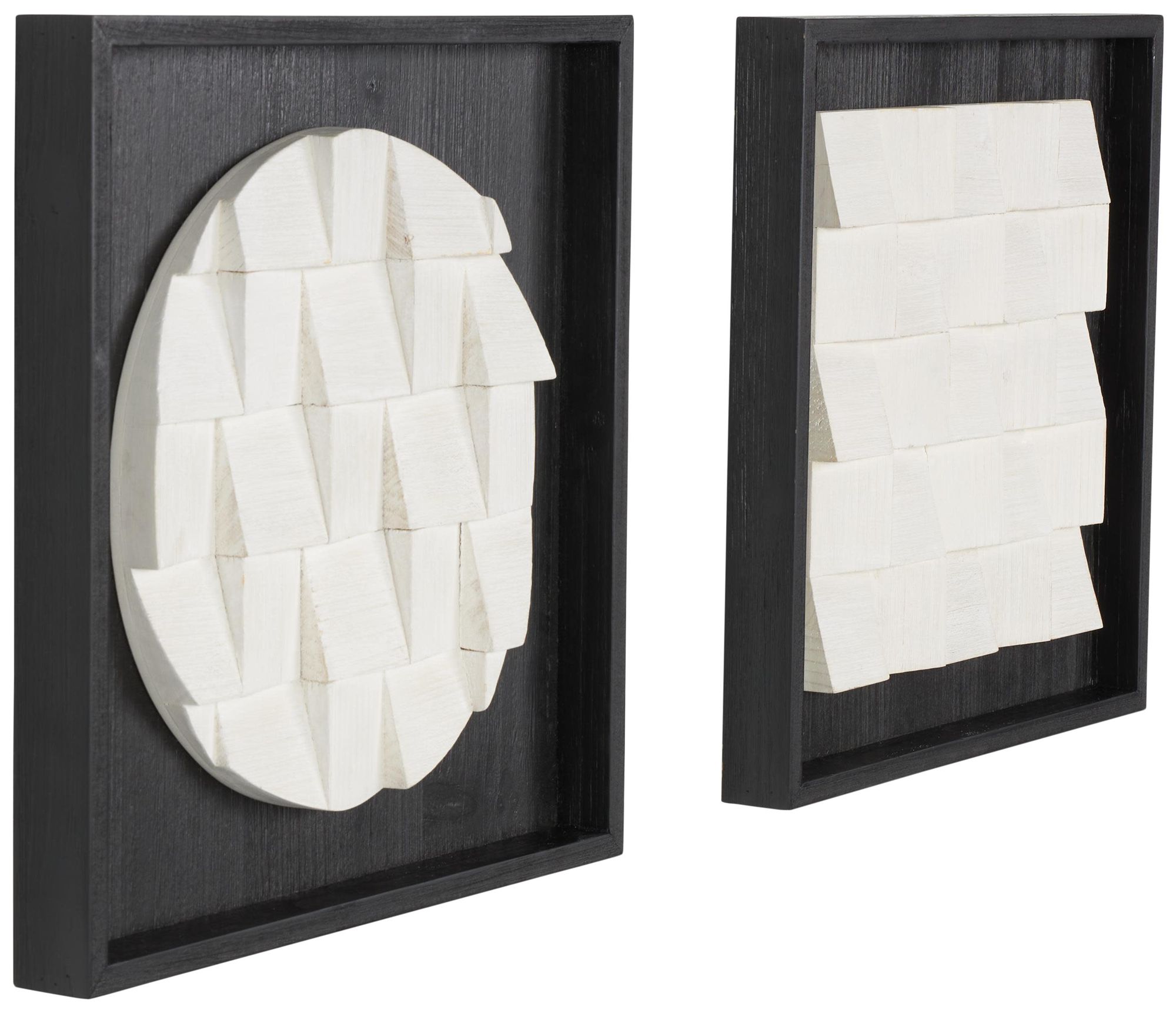 Image 6 White Wood Contemporary Wall Decor, S/2 16"W, 16"H more views