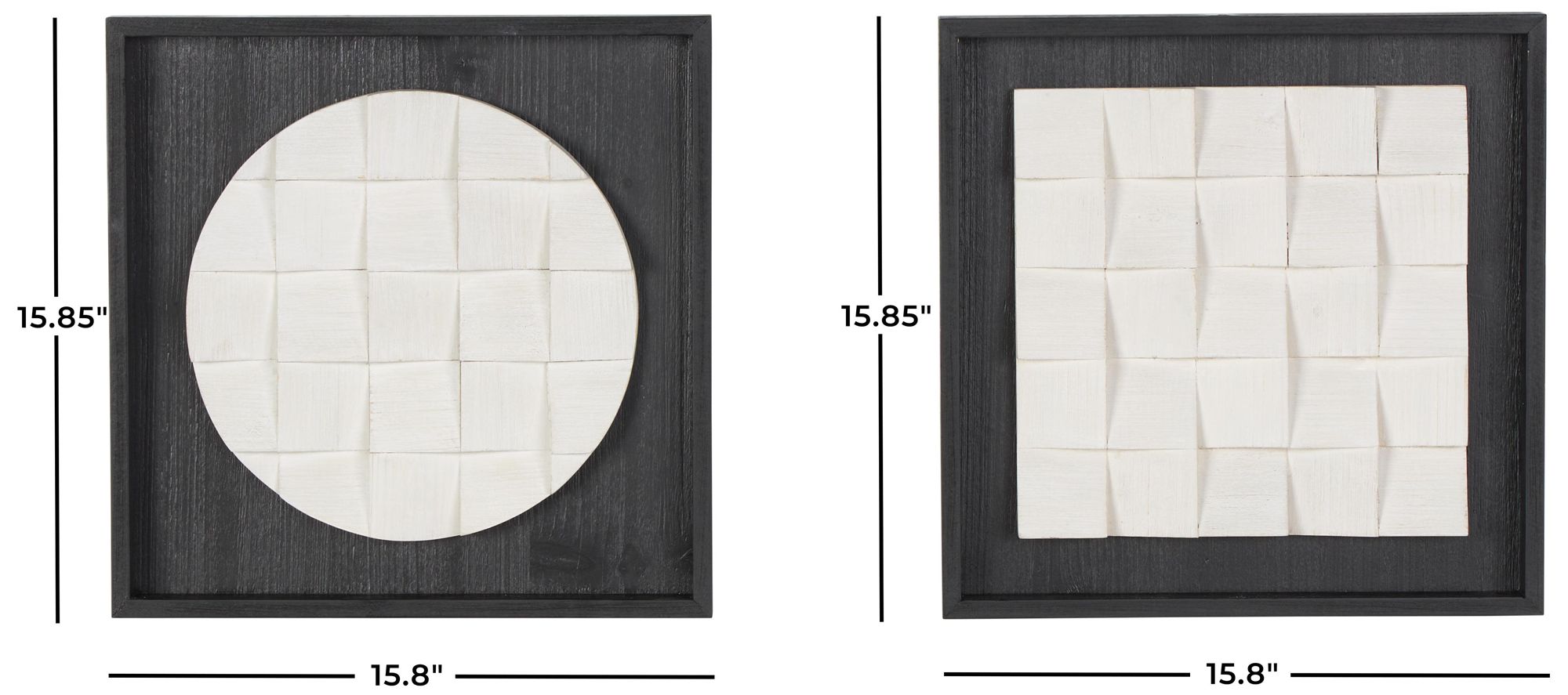 Image 7 White Wood Contemporary Wall Decor, S/2 16"W, 16"H more views