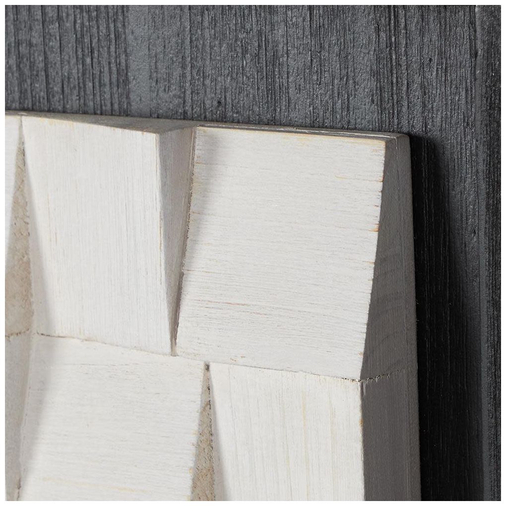 White Wood Contemporary Wall Decor, S/2 16"W, 16"H