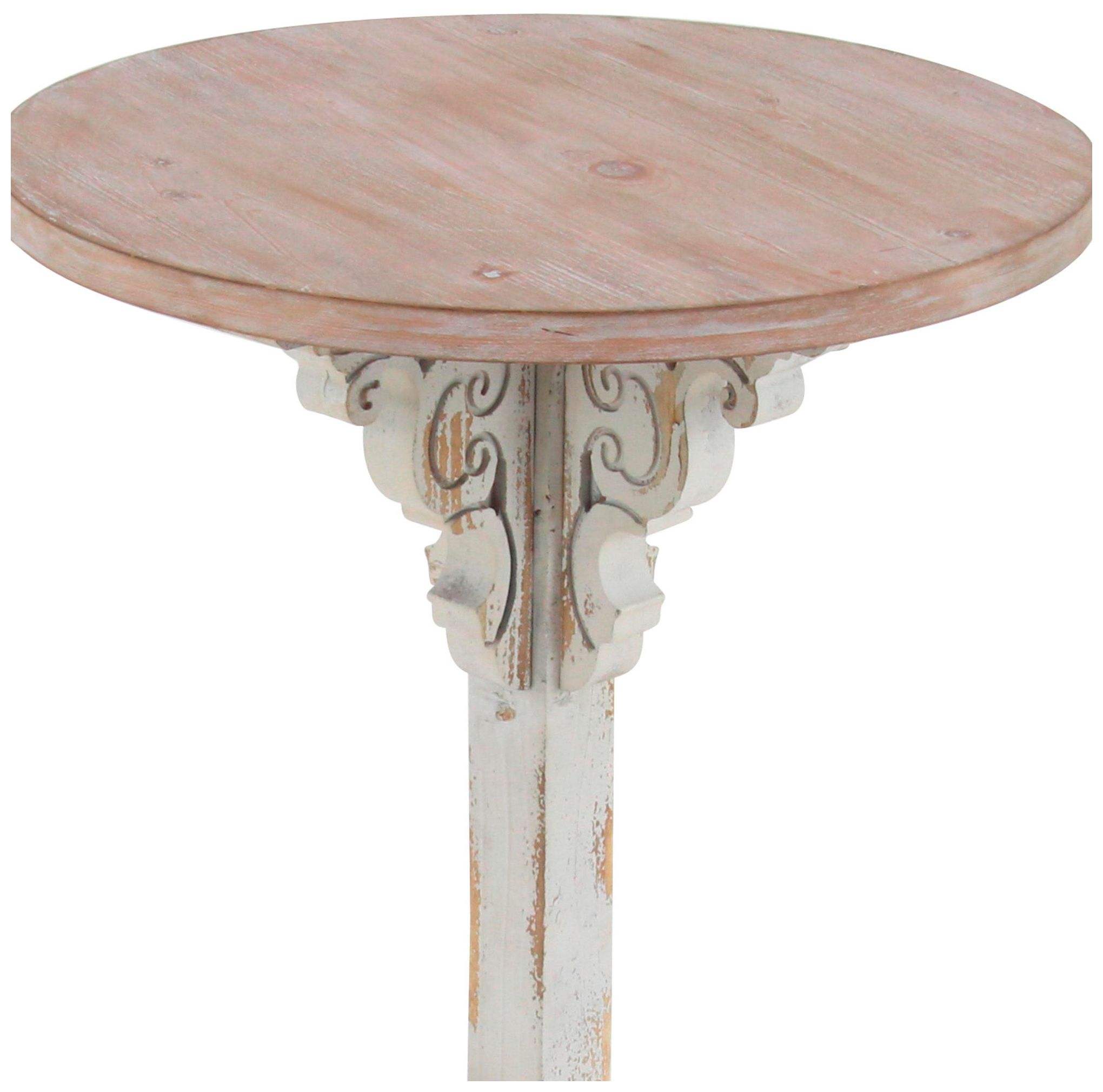 Image 3 White Wood Farmhouse Accent Table, 16" x 16" x 23" more views