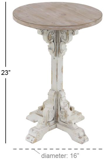 Image 6 White Wood Farmhouse Accent Table, 16" x 16" x 23" more views