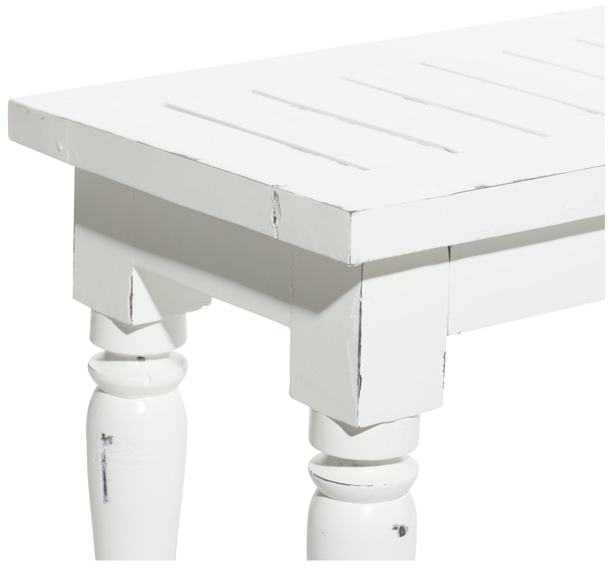 Image 3 White Wood Farmhouse Bench, 63" x 12" x 18" more views