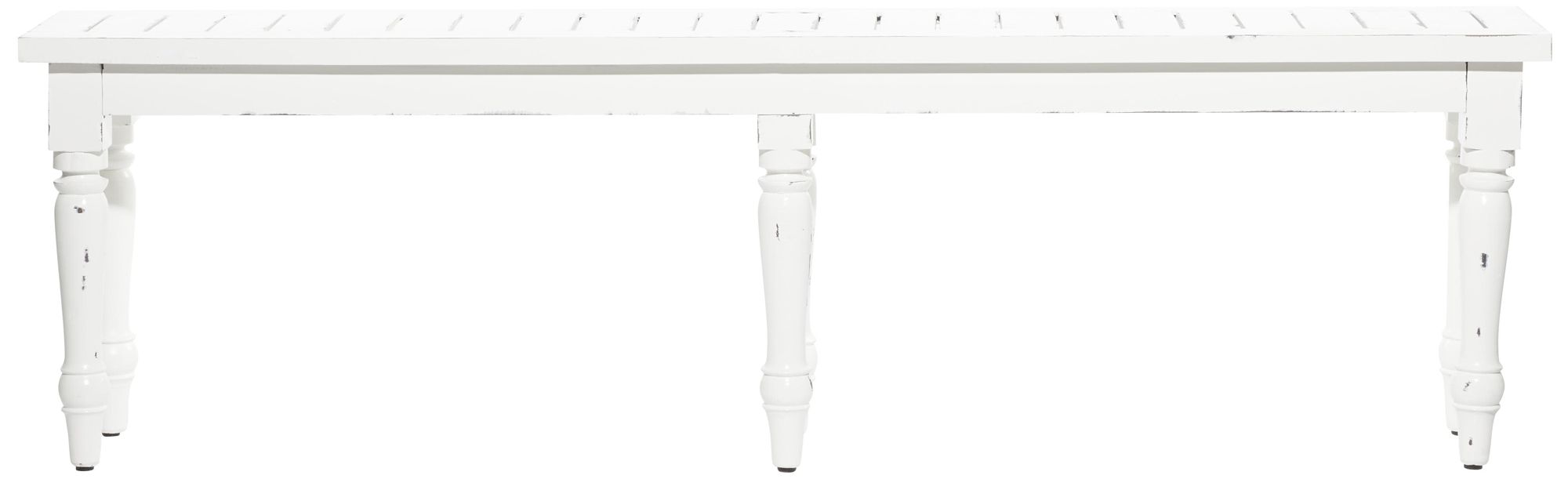 White Wood Farmhouse Bench, 63" x 12" x 18"