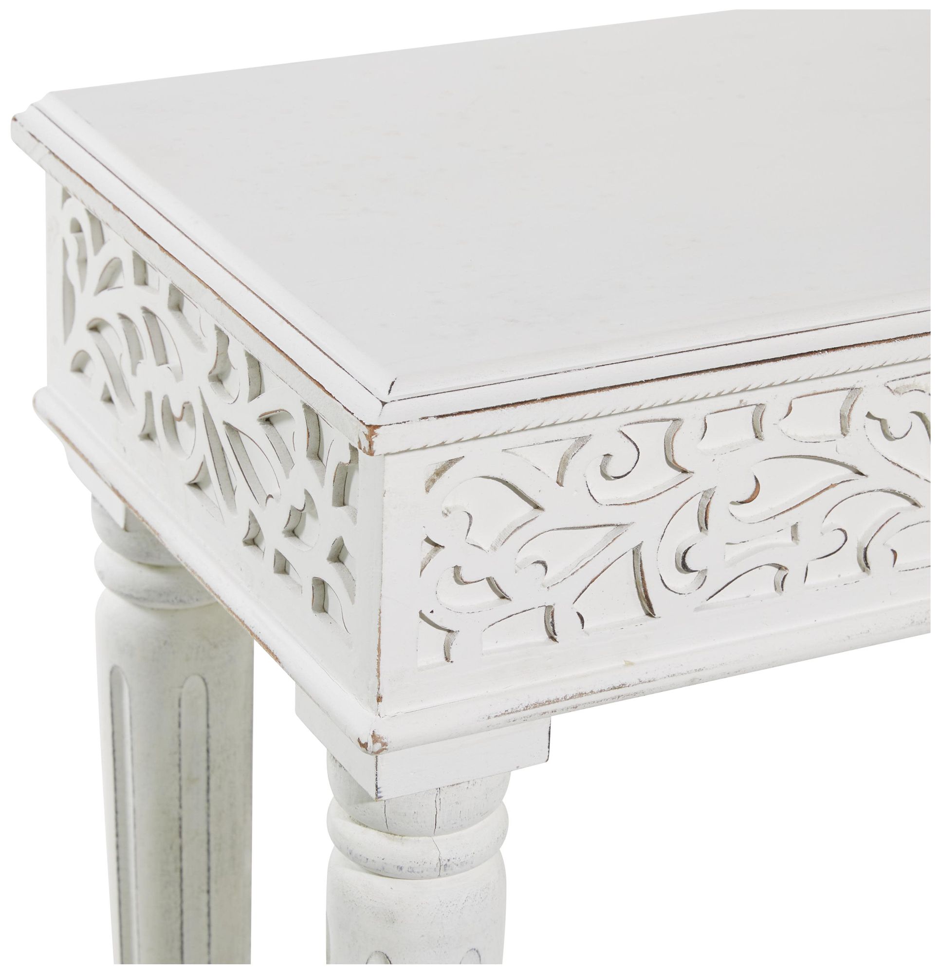 Image 2 White Wood Farmhouse Console Table, 36" x 12" x 30" more views