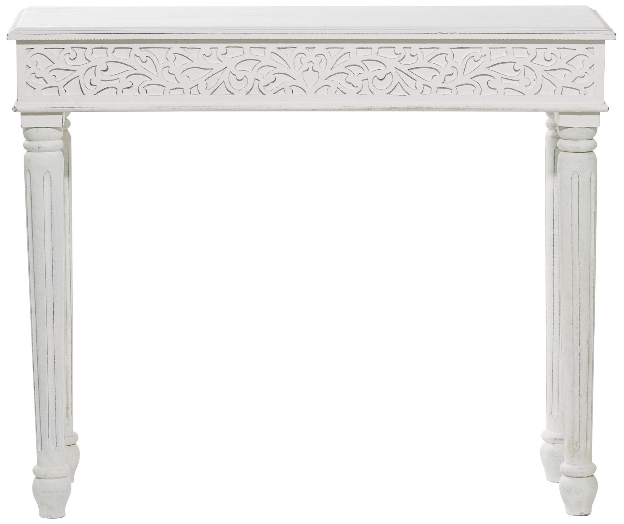 Image 6 White Wood Farmhouse Console Table, 36" x 12" x 30" more views