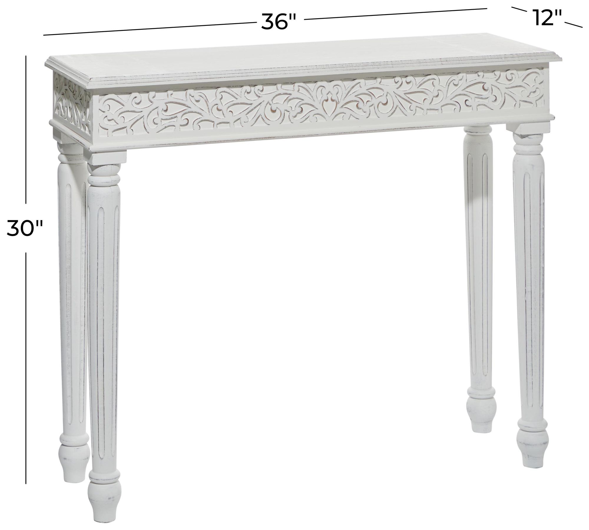 Image 7 White Wood Farmhouse Console Table, 36" x 12" x 30" more views