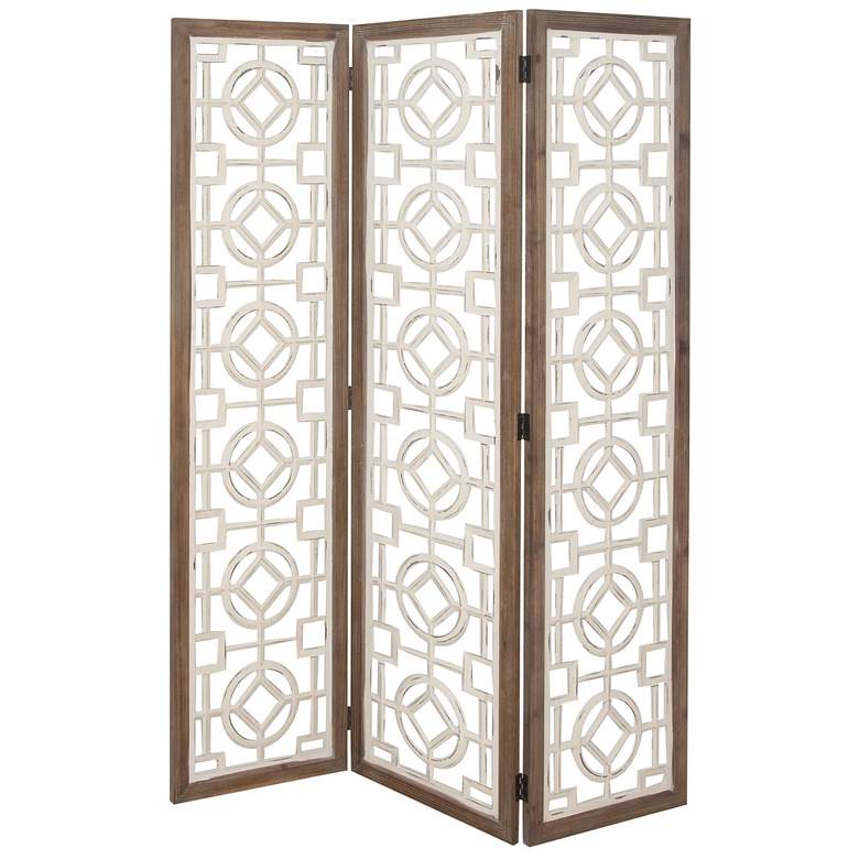 Image 1 White Wood Farmhouse Room Divider Screen, 54" x 1" x 72"
