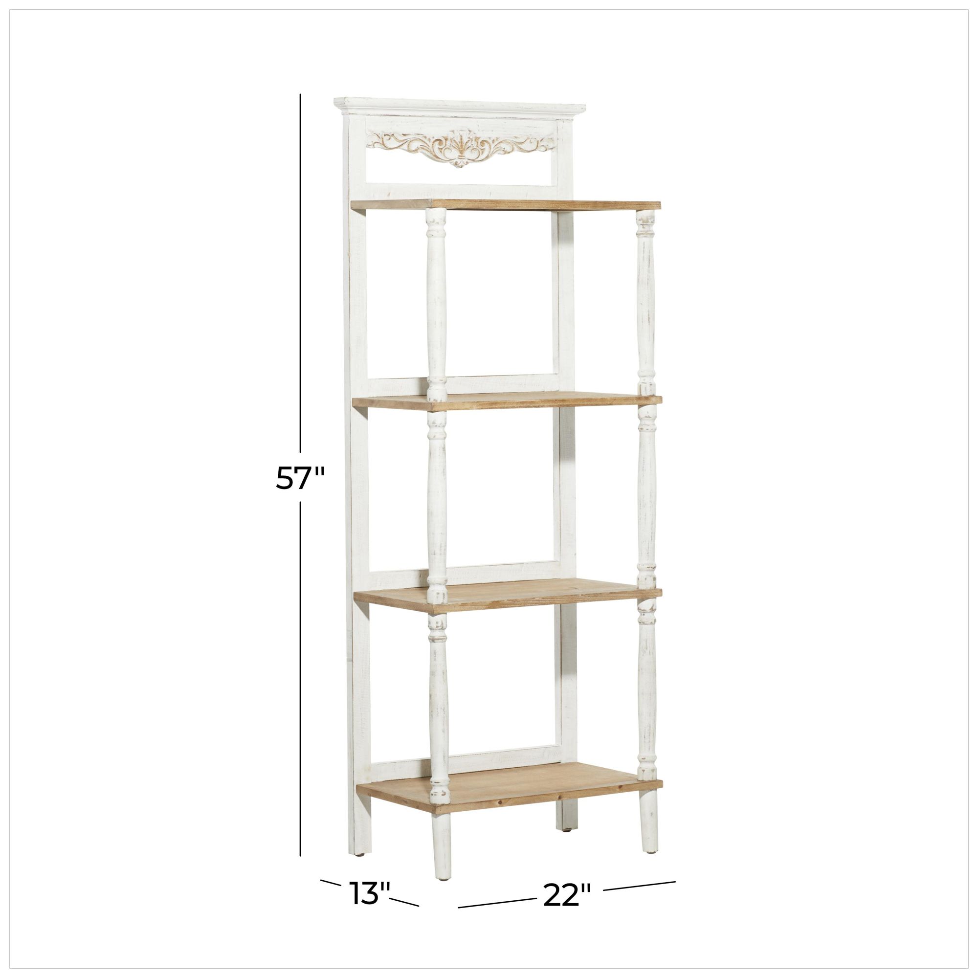 Image 7 White Wood Farmhouse Shelving Unit, 22" x 13" x 57" more views