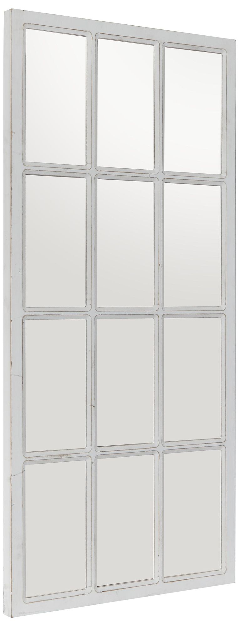 Image 6 White Wood Farmhouse Wall Mirror, 22" x 1" x 48" more views