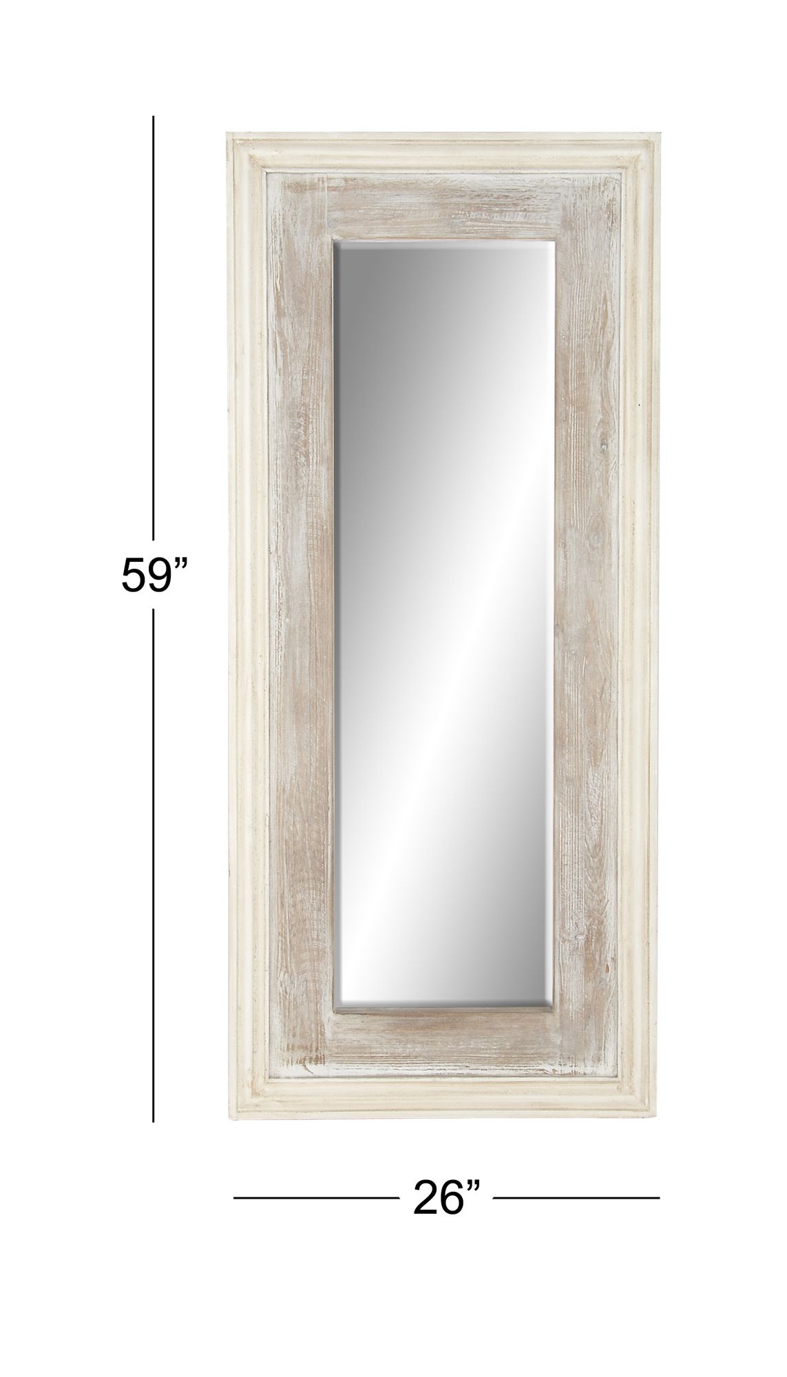 Image 6 White Wood Farmhouse Wall Mirror, 26" x 2" x 59" more views