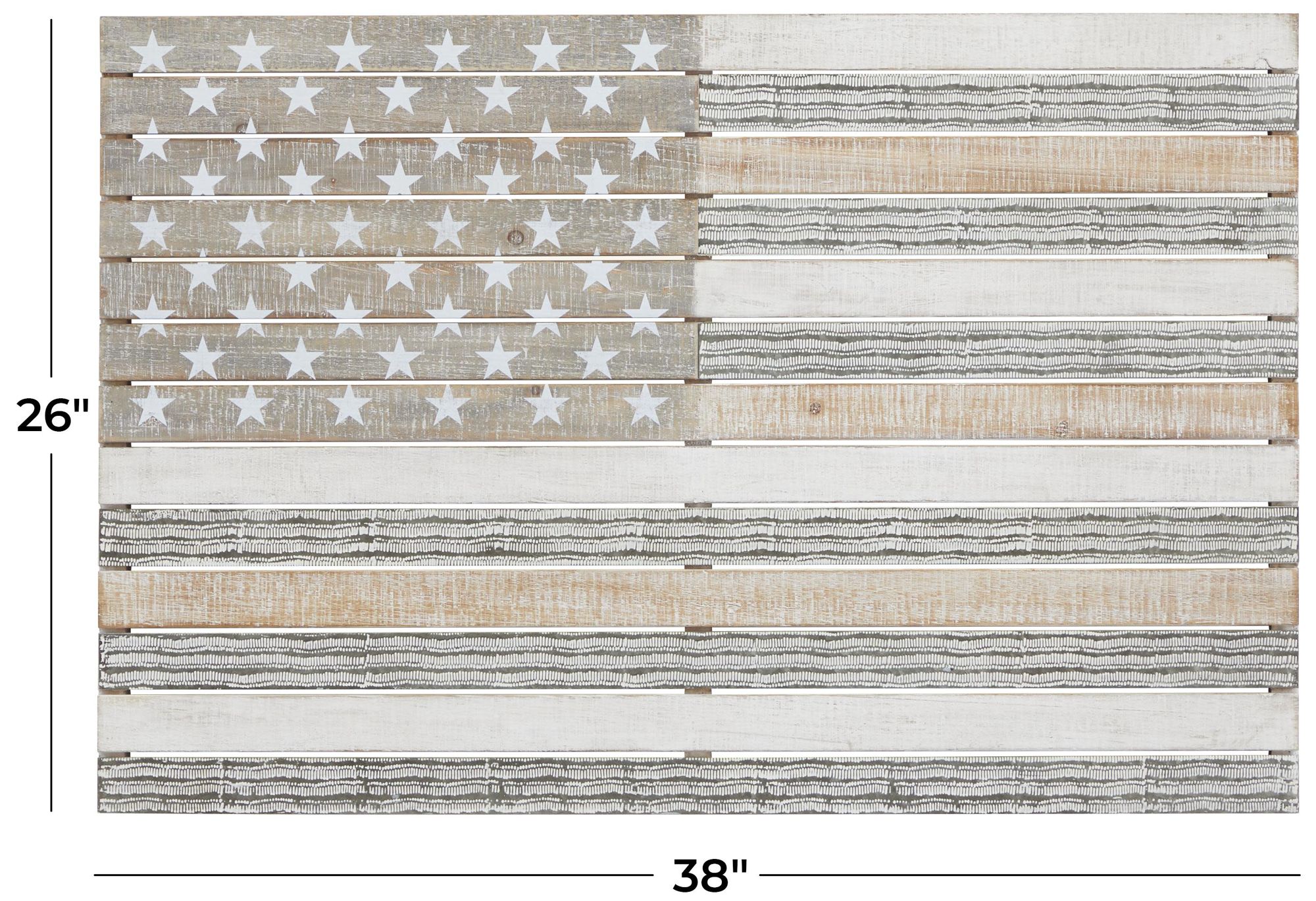 Image 7 White Wood French Country Wall Decor, 38" x 2" x 26" more views