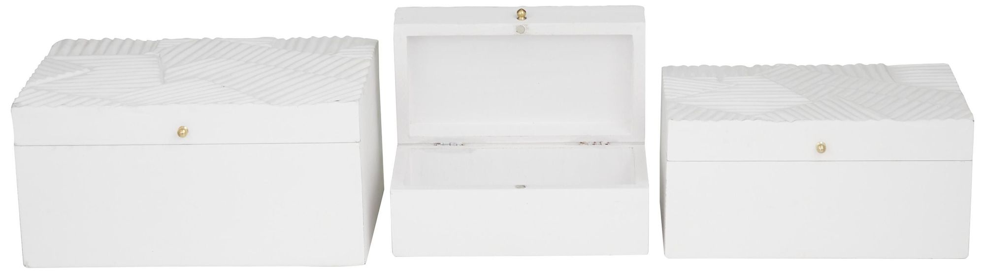 Image 5 White Wood Modern Box, S/3 12", 10", 9"W more views