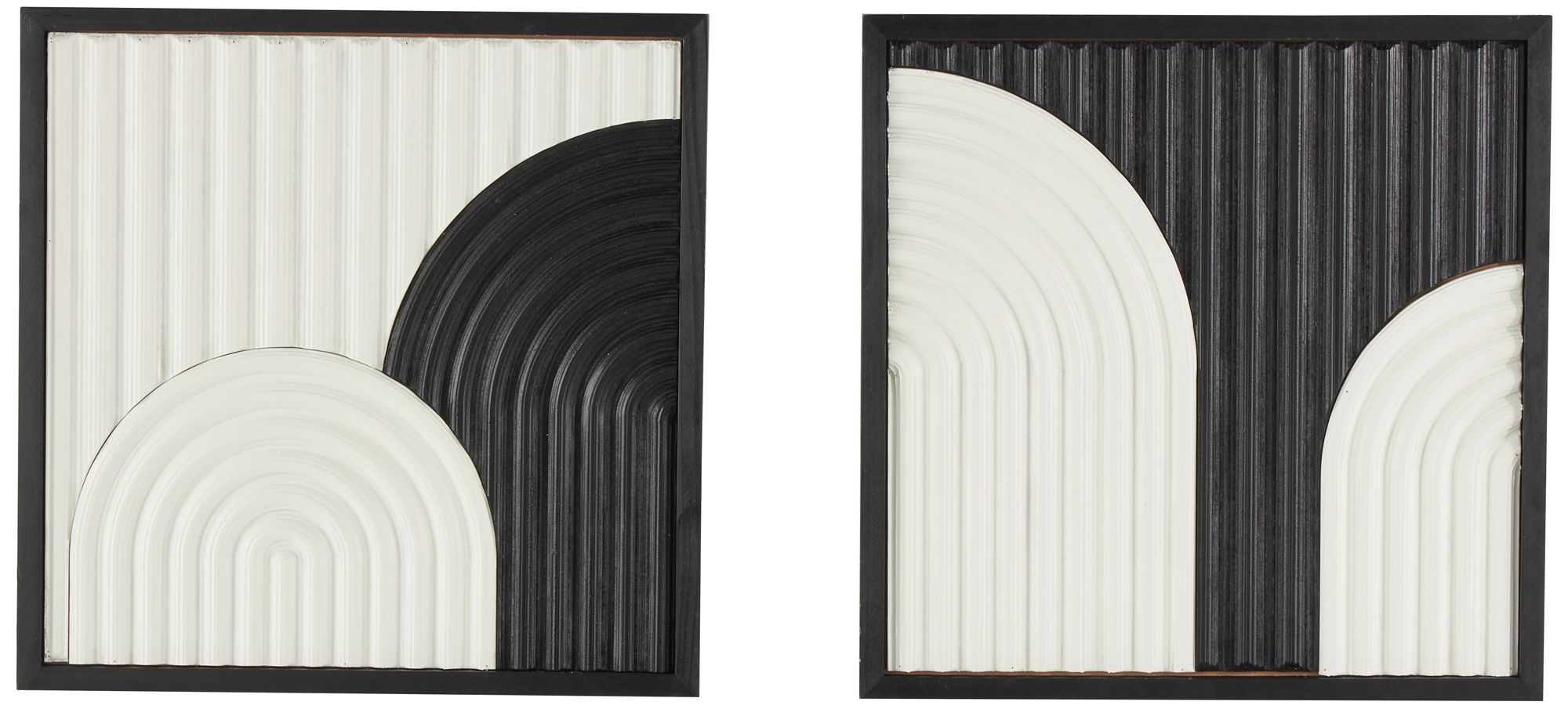 Image 2 White Wood Modern Wall Decor, S/2 16"W, 16"H